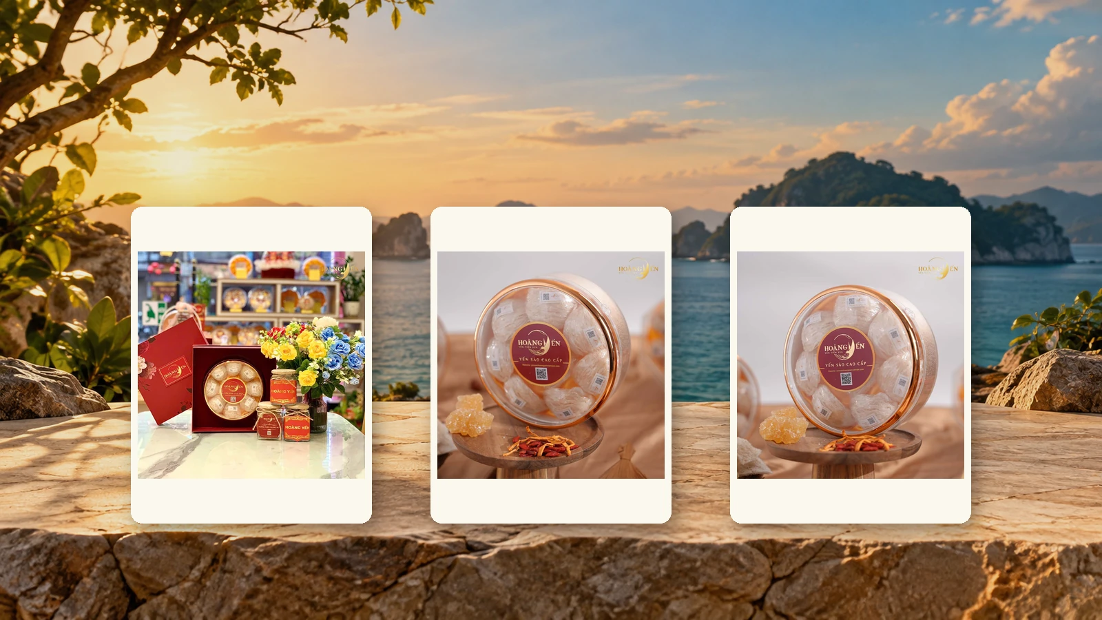 Ba hộp quà yến Nha Trang Hòn Nội Phú Quốc 100g